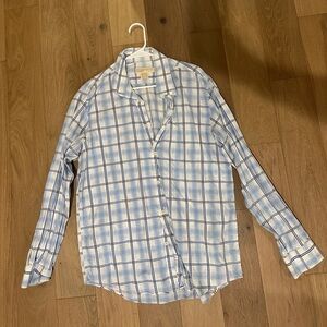 Michaels Light Blue and White Plaid Shirt